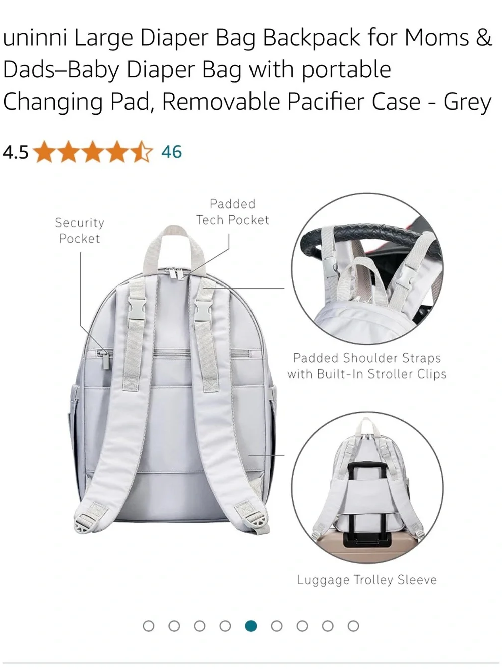 Vininni All-in-One Diaper Backpack – Light Gray